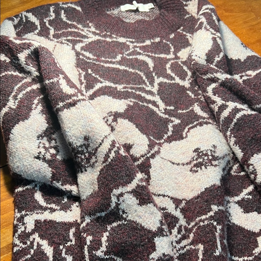 Astr Maroon and Lilac Knit Sweater Saira Wool Blend Pullover